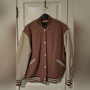 All Saints leather wool bomber jacket